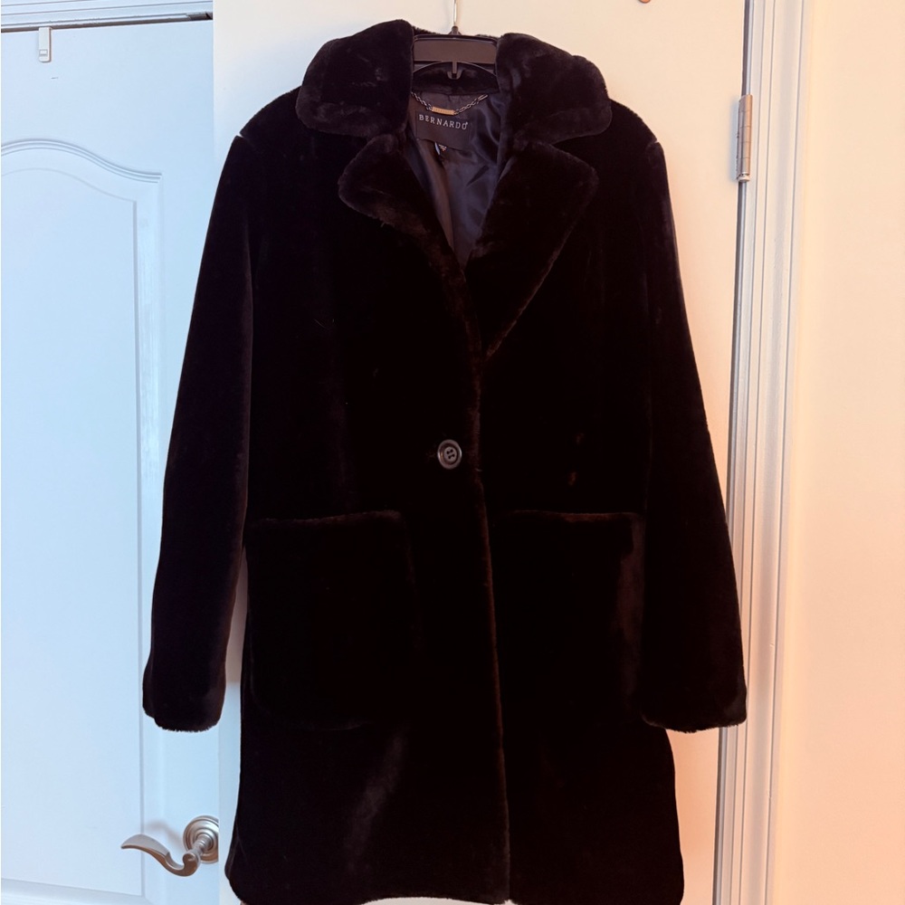 Women's Faux Fur Black Jacket Coat